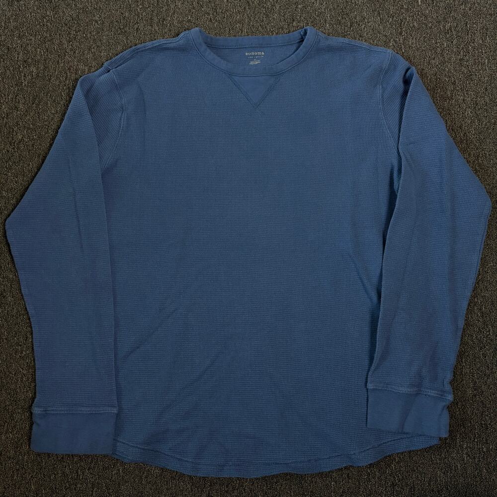 Vintage Y2k Sonoma 100% Cotton Blue Waffle Knit Thermal Longsleeve Men's XL